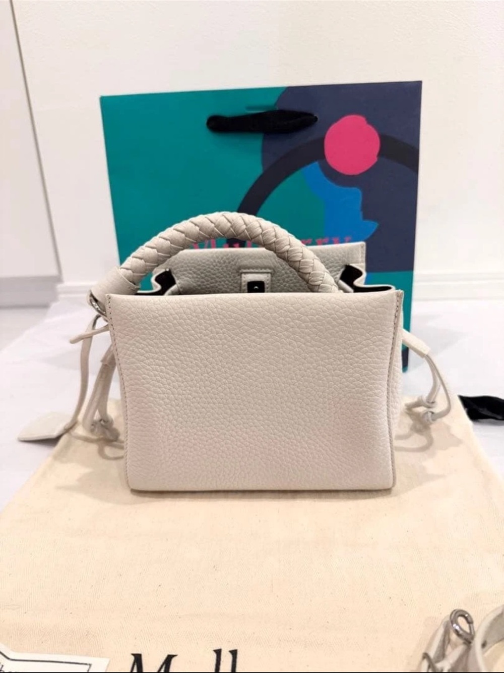 Mulberry Cream Leather Braided-Handle Satchel - Picture 13 of 16